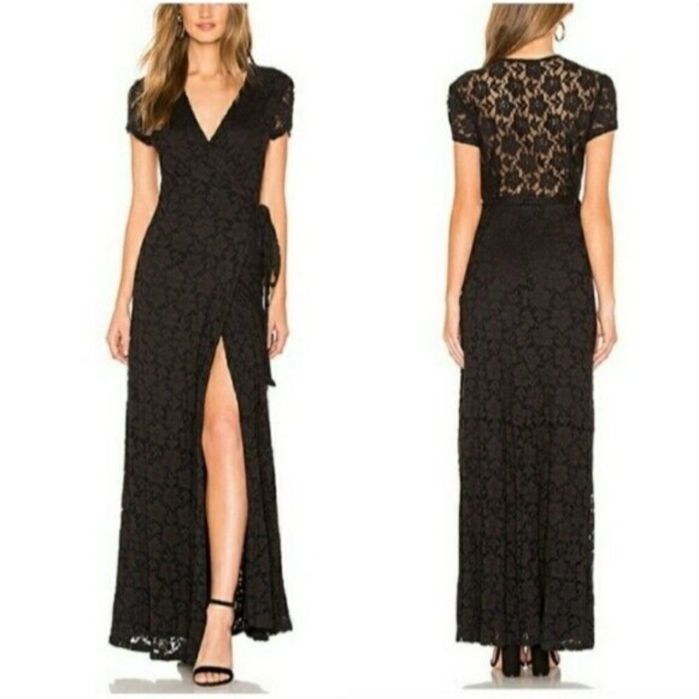 Amuse Society Great Lengths Black Lace Maxi Dress